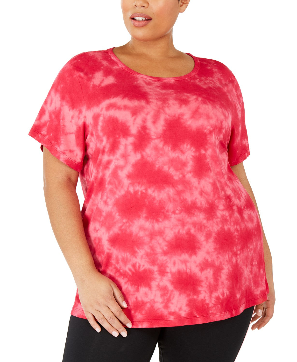 Ideology Top Plus Size Tie-Dyed Feminino com Decote em V Vermelho Tamanho XXG