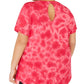 Ideology Top Plus Size Tie-Dyed Feminino com Decote em V Vermelho Tamanho XXG
