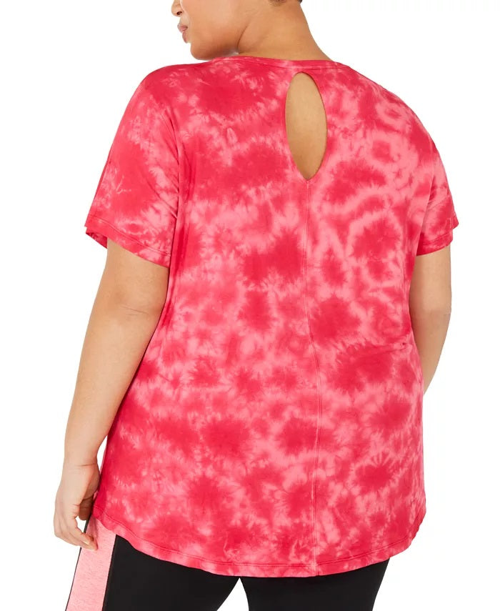 Ideology Top Plus Size Tie-Dyed Feminino com Decote em V Vermelho Tamanho XXG