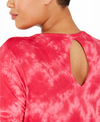 Ideology Top Plus Size Tie-Dyed Feminino com Decote em V Vermelho Tamanho XXG