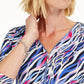 Blusa feminina estampada com zíper frontal, tamanho extra grande, azul, da coleção JM