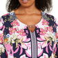 Túnica feminina plus size estampada com buraco de fechadura, roxa, tamanho 0, extra grande, da coleção JM