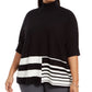 Poncho feminino Alfani Plus Size Colorblocked Gola Alta Preto Tamanho 0X