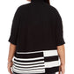Poncho feminino Alfani Plus Size Colorblocked Gola Alta Preto Tamanho 0X