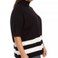 Poncho feminino Alfani Plus Size Colorblocked Gola Alta Preto Tamanho 0X