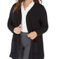 Cardigan feminino Alfani plus size com nervuras largas, preto, tamanho 2, extra grande