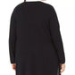 Cardigan feminino Alfani plus size com nervuras largas, preto, tamanho 2, extra grande