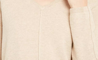 Alfani Suéter túnica feminino com decote em V bege cáqui tamanho extragrande