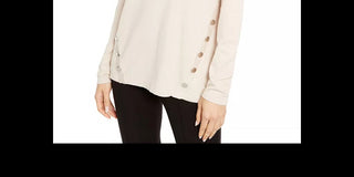 Alfani Suéter Feminino Petite Hardware Costurado Bege Tamanho Pequeno