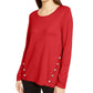 Alfani Suéter Feminino Petite Hardware Costurado Tamanho Médio Vermelho Petite