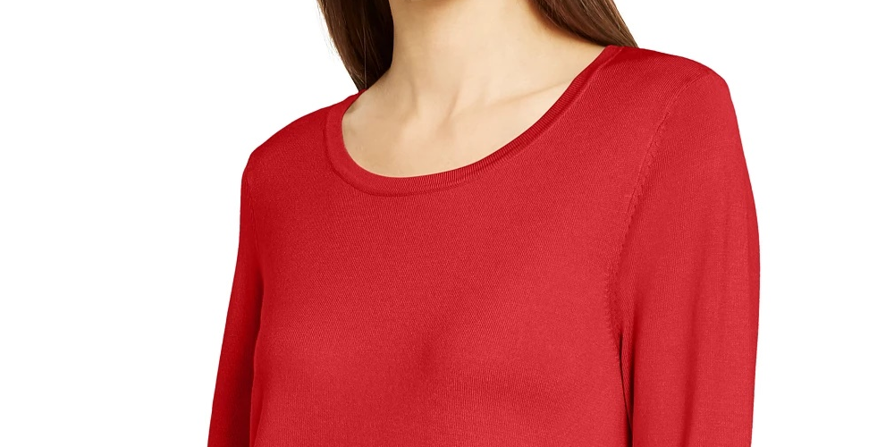 Alfani Suéter Feminino Petite Hardware Costurado Tamanho Médio Vermelho Petite