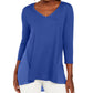 JM Collection Top Feminino Mixed-Media Studs Azul Escuro Tamanho P