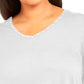 JM Collection Top feminino plus size com tachas e estampa de mídia mista, branco, tamanho XX-G