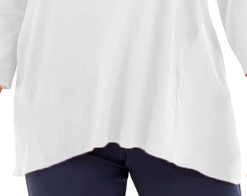 JM Collection Top feminino plus size com tachas e estampa de mídia mista, branco, tamanho XX-G
