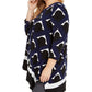 Top Alfani Plus Size Feminino Estampado Cano Alto Azul Tamanho OX