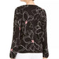 Blusa feminina Alfani estampada com decote sobrepeliz, preta, tamanho grande