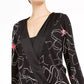 Blusa feminina Alfani estampada com decote sobrepeliz, preta, tamanho grande
