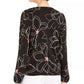 Blusa feminina Alfani estampada com decote sobrepeliz, preta, tamanho pequeno