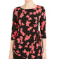 Top Alfani Feminino Petite Floral com Estampa Lateral e Amarração, Preto, Tamanho Grande