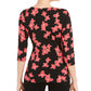 Top Alfani Feminino Petite Floral com Estampa Lateral e Amarração, Preto, Tamanho Grande