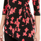 Top Alfani Feminino Petite Floral com Estampa Lateral e Amarração, Preto, Tamanho Grande