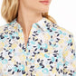 Camisa feminina de algodão com estampa floral Charter Club, branca, tamanho médio