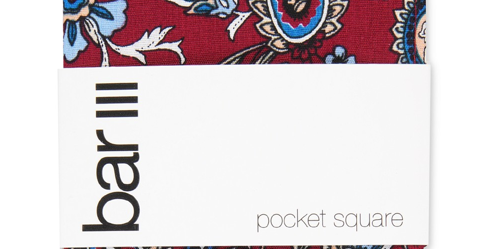 Lenço de bolso masculino Bar III Lucas Paisley vermelho tamanho regular