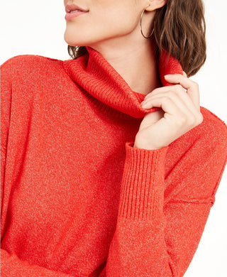 Suéter feminino Bar III Becca Tilley X gola alta alta e baixa laranja tamanho extrapequeno