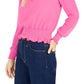 Blusa feminina Bar III com manga transparente e cintura franzida Becca Pink, tamanho extra pequeno