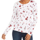 Camiseta feminina Charter Club Pima Cotton com estampa Ditsy, branca, tamanho pequeno