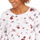 Camiseta feminina Charter Club Pima Cotton com estampa Ditsy, branca, tamanho pequeno