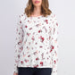 Blusa feminina Charert Club de algodão estampado com decote canoa, branca, tamanho extra pequeno