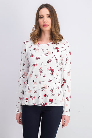 Blusa feminina Charert Club de algodão estampado com decote canoa, branca, tamanho extra pequeno