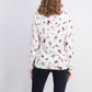 Blusa feminina Charert Club de algodão estampado com decote canoa, branca, tamanho extra pequeno