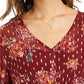 Top feminino estampado com cordão na cintura, tamanho grande, vermelho, estilo &amp; co