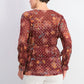 Top feminino estampado com cordão na cintura, tamanho extra pequeno, vermelho escuro, estilo &amp; co