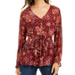 Top feminino com estampa de cordão na cintura, estilo &amp; co, vermelho, tamanho pequeno
