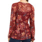 Top feminino com estampa de cordão na cintura, estilo &amp; co, vermelho, tamanho pequeno