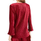 Blusa feminina Alfani de veludo canelado com decote em V, marrom, tamanho extragrande