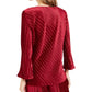 Blusa feminina Alfani de veludo canelado com decote em V, vinho, tamanho grande