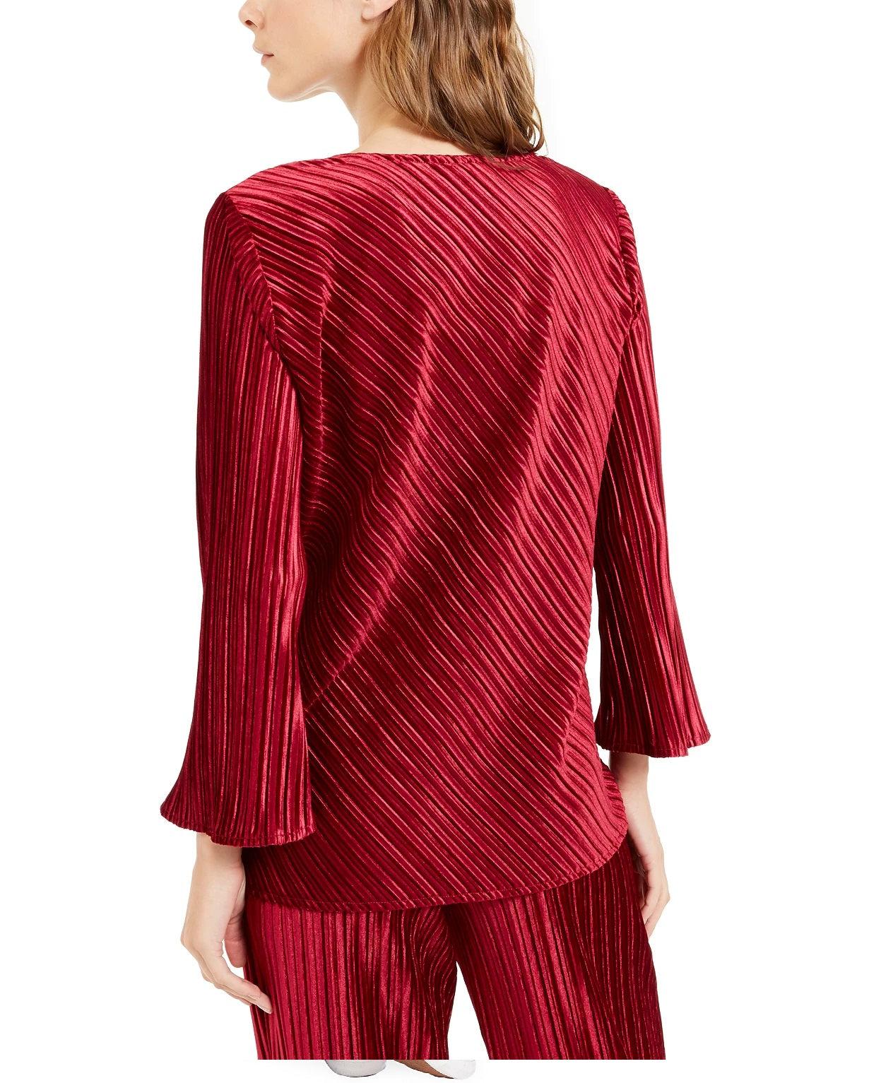 Blusa feminina Alfani de veludo canelado com decote em V, tamanho vinho, extra pequeno