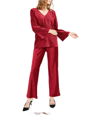 Blusa feminina Alfani de veludo canelado com decote em V, tamanho vinho, extra pequeno