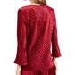 Blusa feminina Alfani de veludo canelado com decote em V, vermelha, tamanho XX-G
