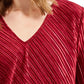 Blusa de veludo canelada com decote em V Alfani feminina, tamanho médio, vinho