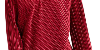 Blusa de veludo canelada com decote em V Alfani feminina, tamanho médio, vinho