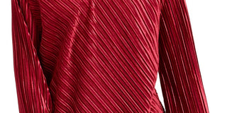 Blusa de veludo canelada com decote em V Alfani feminina, tamanho médio, vinho