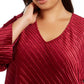 Top feminino Alfani plus size canelado com decote em V, vermelho, tamanho extragrande