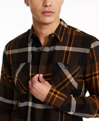 Camisa de flanela xadrez Drew masculina American Rag, preta, tamanho XS