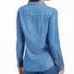 Camisa feminina Chambray Charter Club azul tamanho extra grande