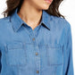 Camisa feminina Chambray Charter Club azul tamanho extra grande